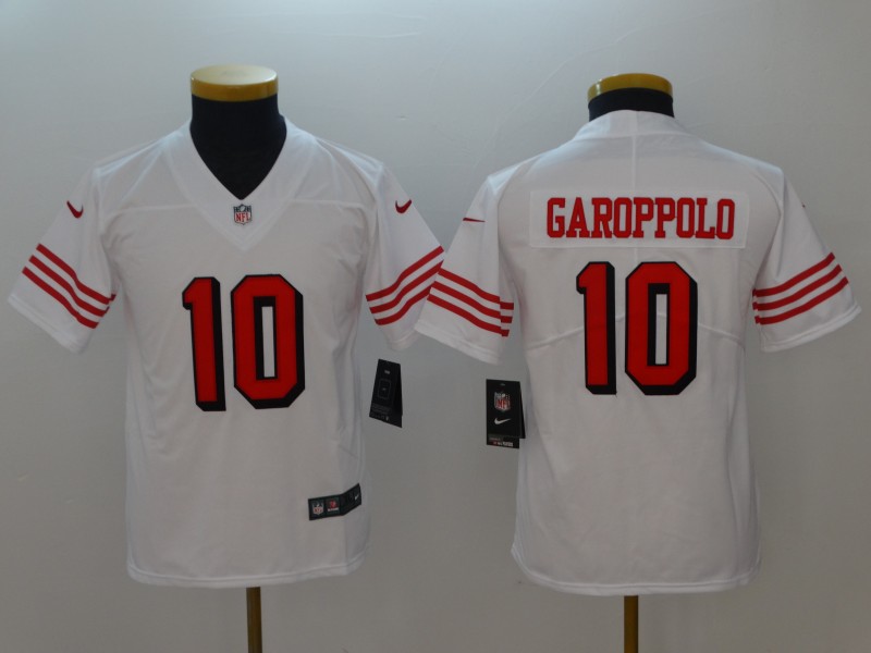 Youth San Francisco 49ers #10 Garoppolo White Color Rush Nike Vapor Untouchable Limited Playe NFL Jerseys->youth nfl jersey->Youth Jersey